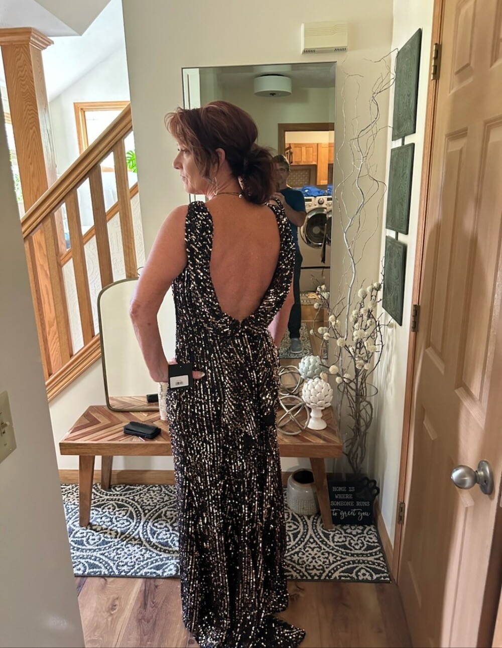 Mac Duggal Bronze Sequin Sleeveless Maxi GownNEW WITH TAG. Absolutely Stunning